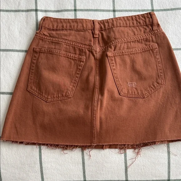 We The Free Rust Distressed Mini Skirt - Picture 2 of 3